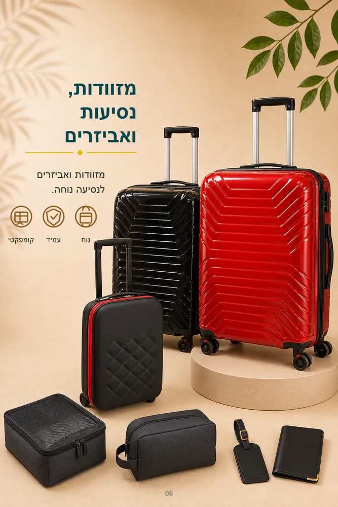 עמוד קטגוריה מזוודות נסיעות ואביזרים