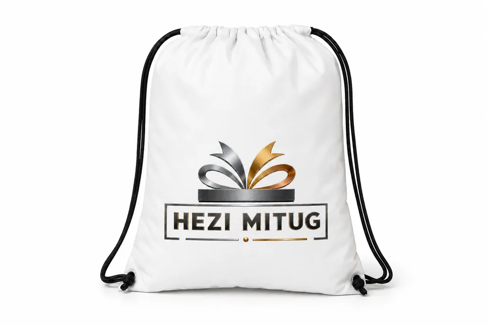תיק שרוך צידנית לבן עם לוגו